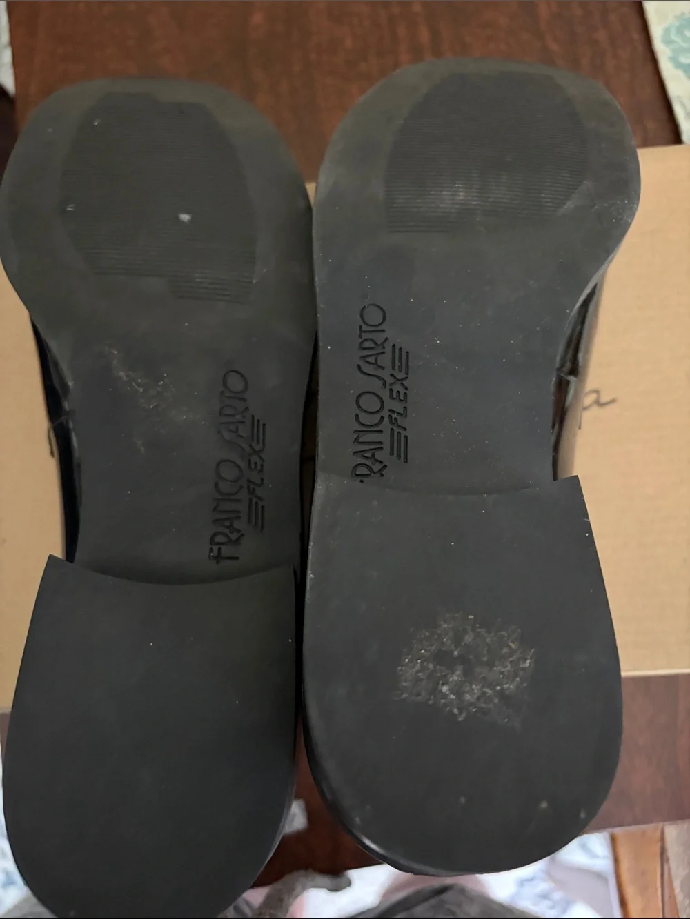 Franco Sarto Black Patent Slip-On Loafers with Red Lining - Picture 5 of 5
